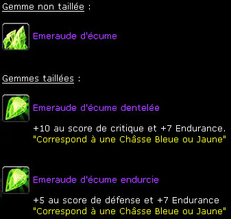 Émeraude d'écume : gemme brute et tailles dentelée et endurcie