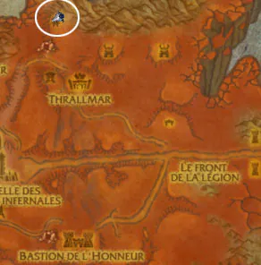 Carte de la Péninsule des Flammes infernales : emplacement d'Arix'Amal (cercle)