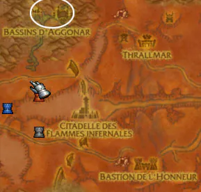 Carte : Bassins d'Aggonar, emplacement d'Arazzius le Cruel (cercle)