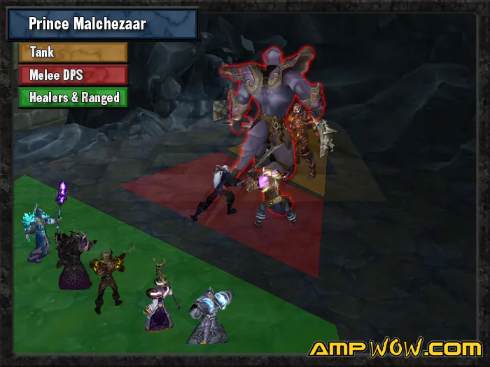 Schéma du combat contre le Prince Malchezaar : placement du voleur