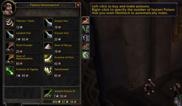 Agrandir l’illustration : Addon Hemlock : fenêtre d'achat des composants de poison chez le marchand