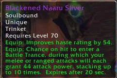 Infobulle de Blackened Naaru Sliver, bijou du Plateau du Puits de soleil